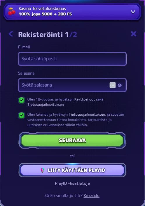Alf Casino Rekisteröinti – Luo Tili 2 Minuutissa ja Saa €2250 Bonusta image 1